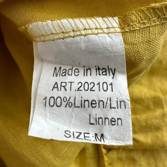 NEW Lungo L'Arno PURO LINO Linen Women's Size Medium Mustard Striped Tunic Top - Picture 12 of 16